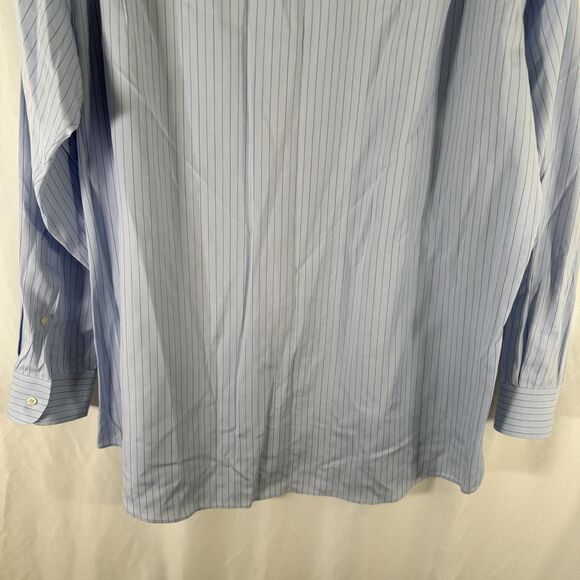Jos A Bank Traveler's Shirt Men 17.5 35 Blue Striped Button Up Long SleeveTailor - Picture 9 of 9